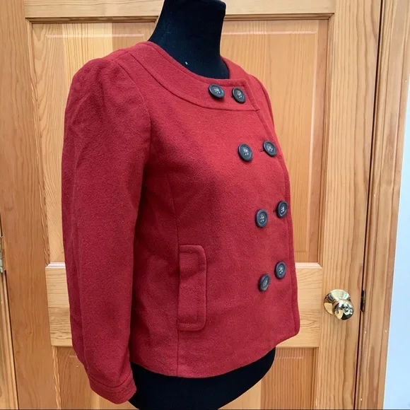 J. Crew Orange/Red Buttons Jacket, S. - Picture 6 of 7